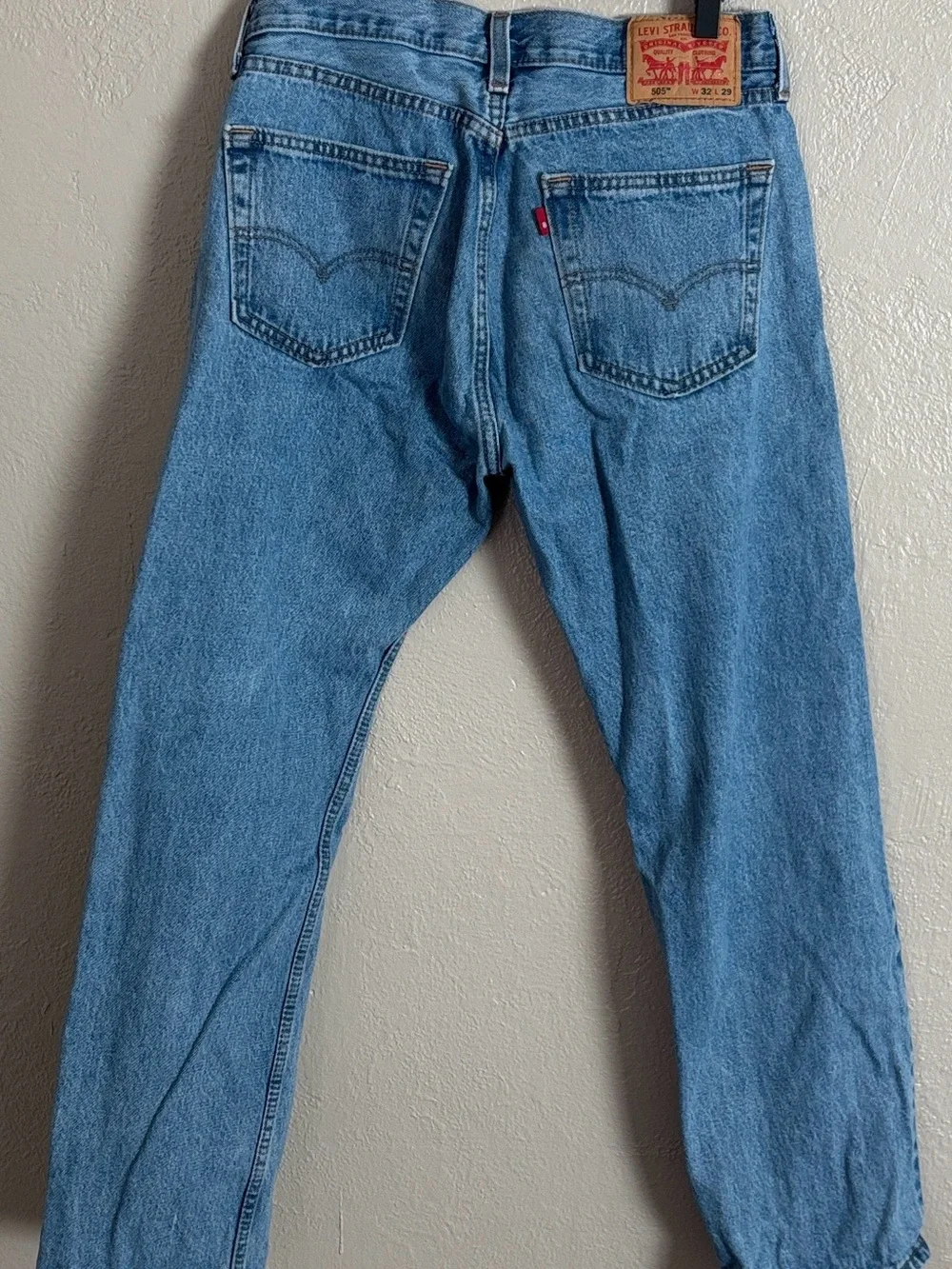 Levis 505 Jeans Mens 32W 29L Denim Straight Leg Regular Fit Stretch Zip Fly